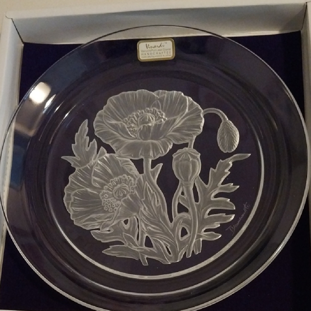 Vinardi Handcrafted Floral (Poppy) Crystal Plate
